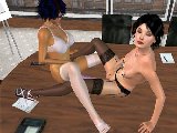 Two dirty lesbians plays naked in a boss office