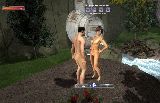 Flirting around with a nude chick outdoors