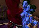 Blue elf sluts takes cumshot out of hell