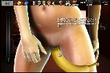 Naked blonde slut masturbates with a banana